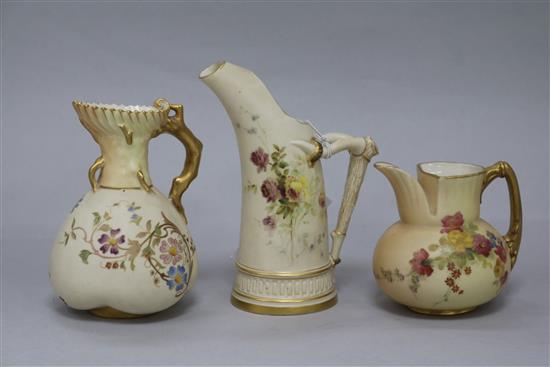 Three Royal Worcester blush ivory vessels